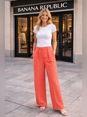 Banana Republic pleated pants coral dream